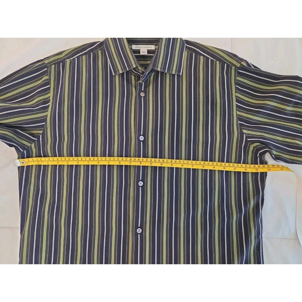 Banana Republic Men's Dress Shirt, Cotton, Green 16-16 1/2 Large, Office